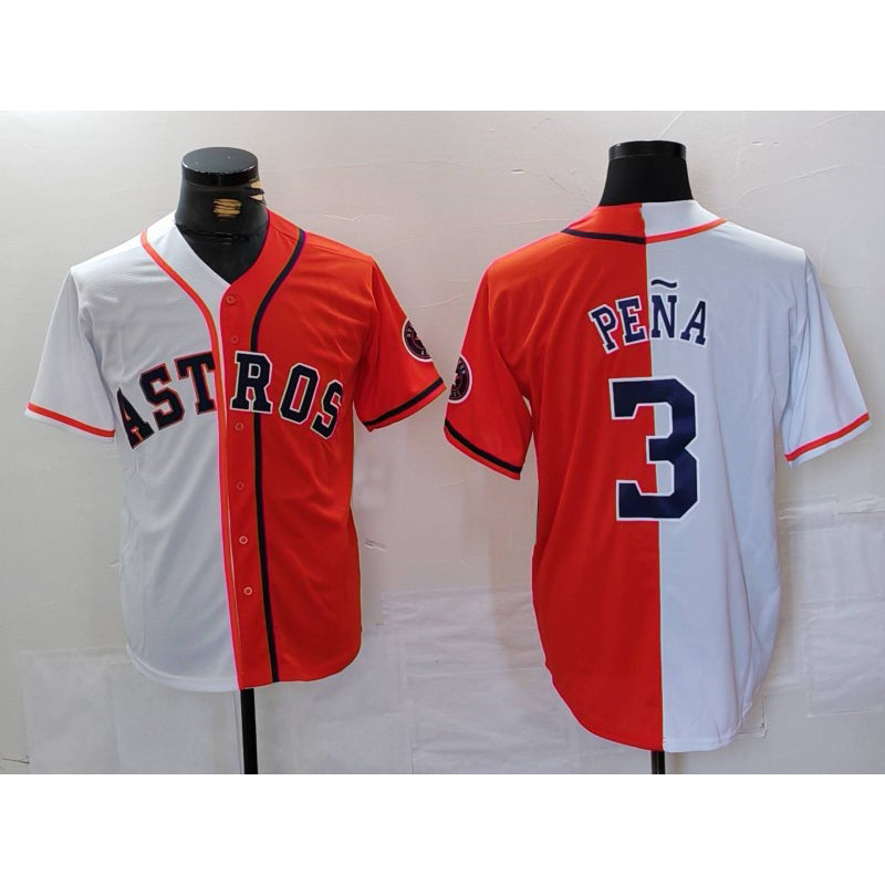 Houston Astros #3 Jeremy Pena White Orange HOLBERT Split Stitched Jersey