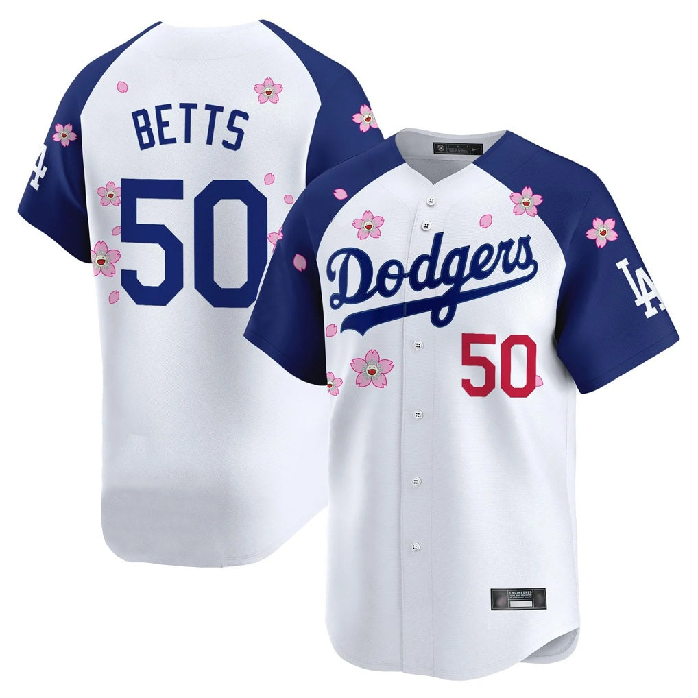 Los Angeles Dodgers #50 Mookie Betts Player White-Royal HOLBERT Tokyo Series Vapor Premier Limited Stitched Jerseys