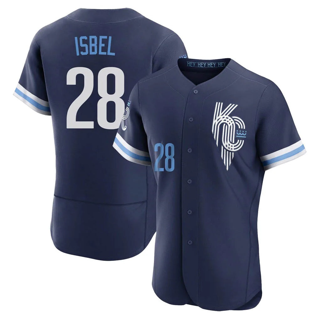 Kansas City Royals #28 Kyle Isbel Player Navy HOLBERT City Connect Limited Elite Home Stitched Jerseys