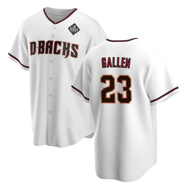 Arizona Diamondbacks #23 Zac Gallen White HOLBERT 2023 World Series Cool Base Stitched Jersey