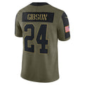 W.Football Team #24 Antonio Gibson Olive HOLBERT Salute To Service Limited Player Jersey