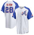 Atlanta Braves #28 Matt Olson White HOLBERT 2023 City Connect Cool Base Stitched Jersey