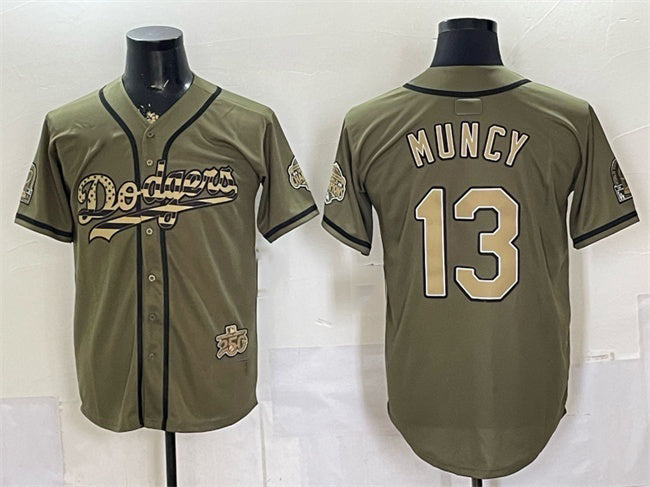 Los Angeles Dodgers #13 Max Muncy Olive HOLBERT 2026 Armed Forces Day Stitched Jersey