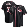 Cincinnati Reds #7 Spencer Steer Player Black HOLBERT Fashion Out Home Game Stitched Jerseys