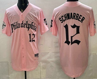 Philadelphia Phillies #12 Kyle Schwarber Pink HOLBERT Gothic Vapor Limited Stitched Jersey