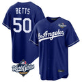 Los Angeles Dodgers #50 Mookie Betts Player Royal HOLBERT World Series Game Stitched Jerseys
