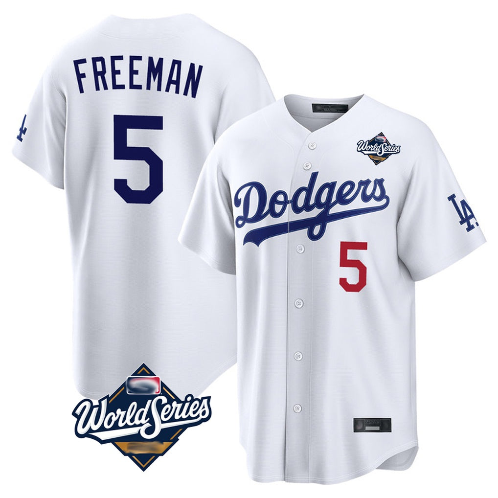 Los Angeles Dodgers #5 Freddie Freeman Player White HOLBERT World Series Home Game Stitched Jerseys