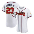 Atlanta Braves #23 Michael Harris II Player White Gold HOLBERT Limited Elite Home Game Stitched Jerseys