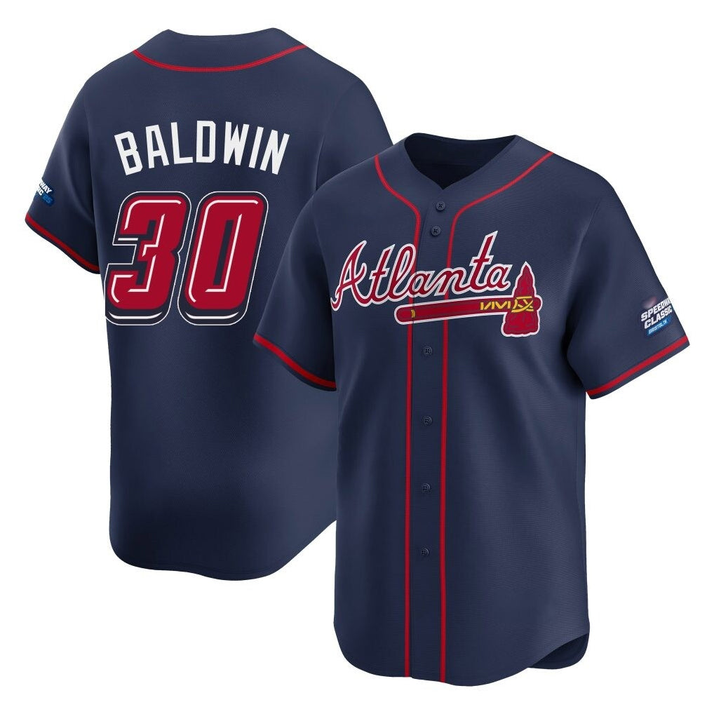 Atlanta Braves #30 Drake Baldwin Player Navy HOLBERT 2025 Speedway Classic Home Game Stitched Jerseys