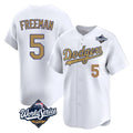 Los Angeles Dodgers #5 Freddie Freeman Player White Gold HOLBERT World Series Collection Limited Home Stitched Jerseys