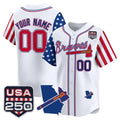 Custom Atlanta Braves America 250 Edition Vapor Premier Limited White HOLBERT Stitched Jerseys
