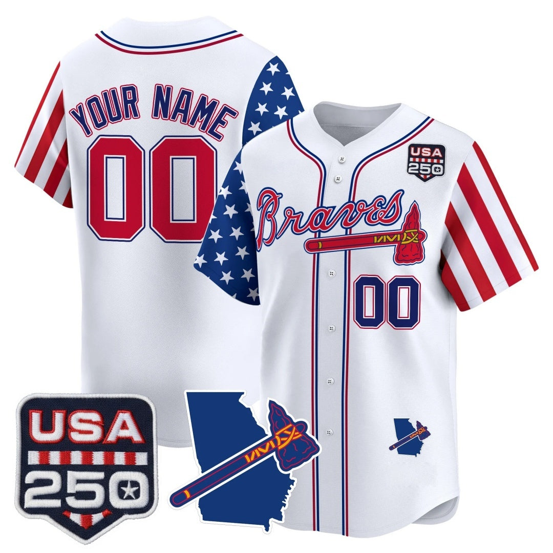 Custom Atlanta Braves America 250 Edition Vapor Premier Limited White HOLBERT Stitched Jerseys