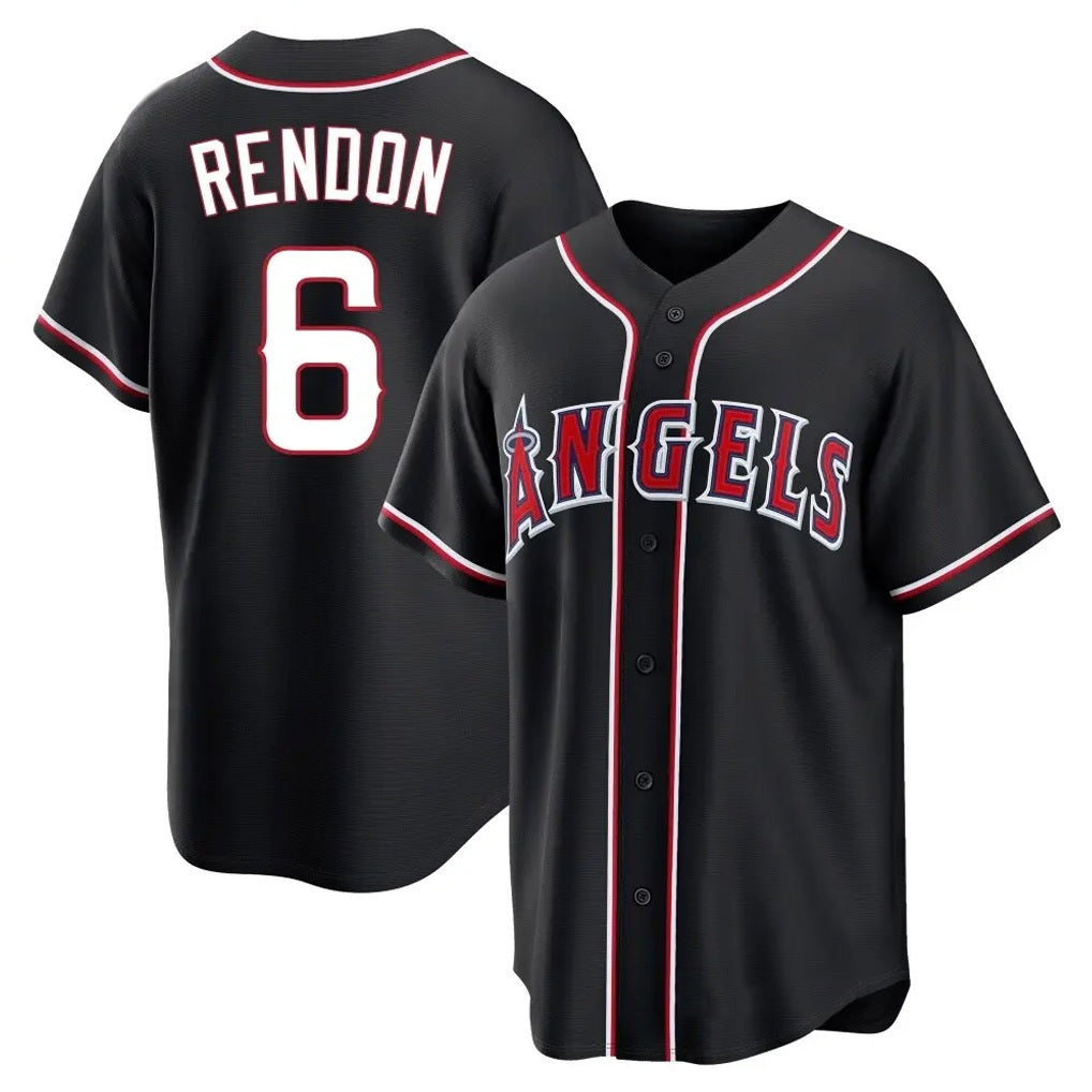 Los Angeles Angels #6 Anthony Rendon Player Black HOLBERT Fashion Out Home Game Stitched Jerseys