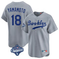 Los Angeles Dodgers #18 Yoshinobu Yamamoto Player Gray HOLBERT World Series Meet Game Limited Home Stitched Jerseys
