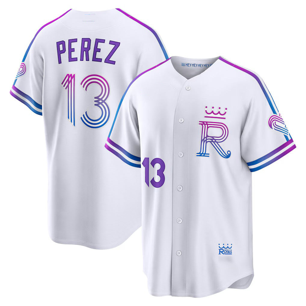 Kansas City Royals #13 Salvador Perez White HOLBERT 2026 City Connect Stadium Jersey