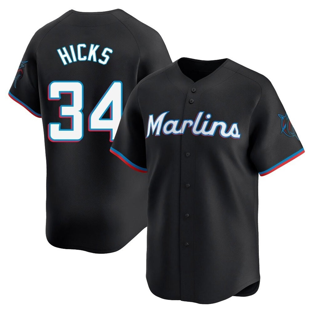 Miami Marlins #34 Liam Hicks Player Black HOLBERT Home Limited Stitched Jerseys
