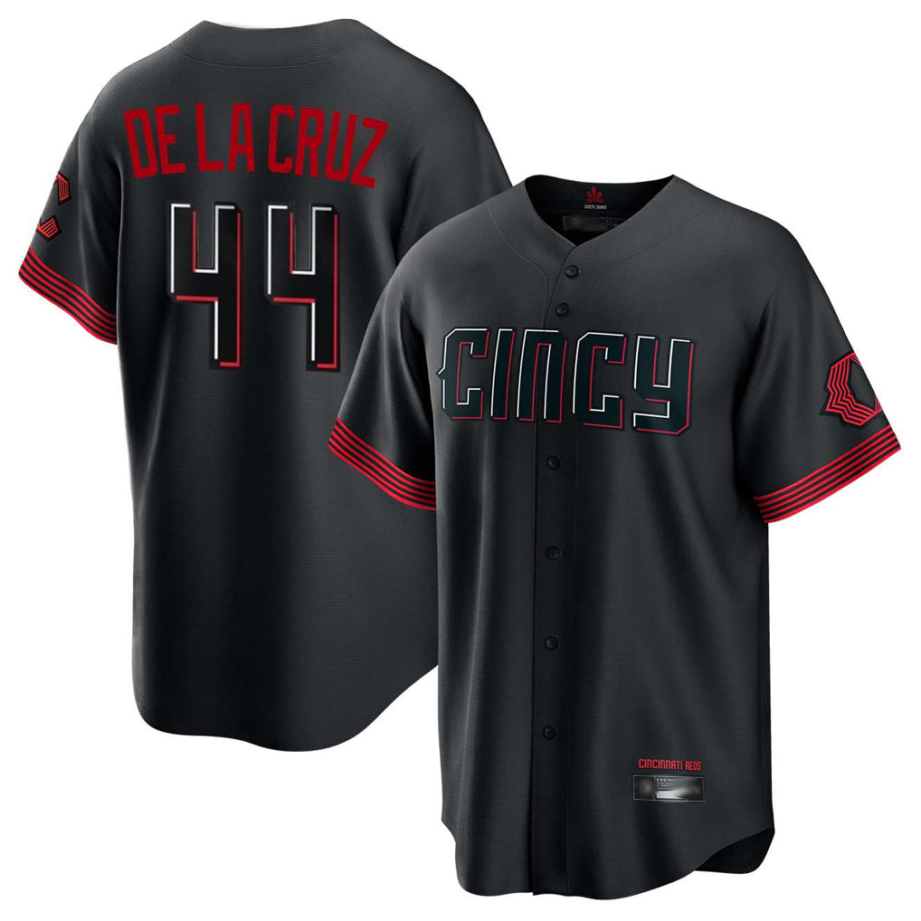 Cincinnati Reds #44 Elly De La Cruz Player Black HOLBERT City Connect Home Game Stitched Jerseys