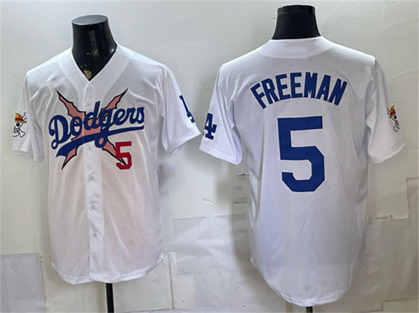 Los Angeles Dodgers x One Piece #5 Freddie Freeman White HOLBERT Vapor Premier Limited Stitched Jersey