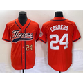 Detroit Tigers #24 Miguel Cabrera Number Orange HOLBERT Cool Base Stitched Jersey