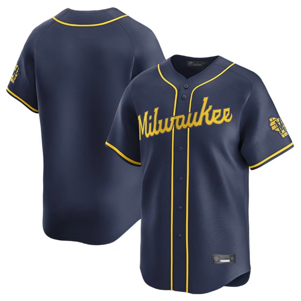 Milwaukee Brewers Blank Player Navy HOLBERT Home Limited Stitched Jerseys
