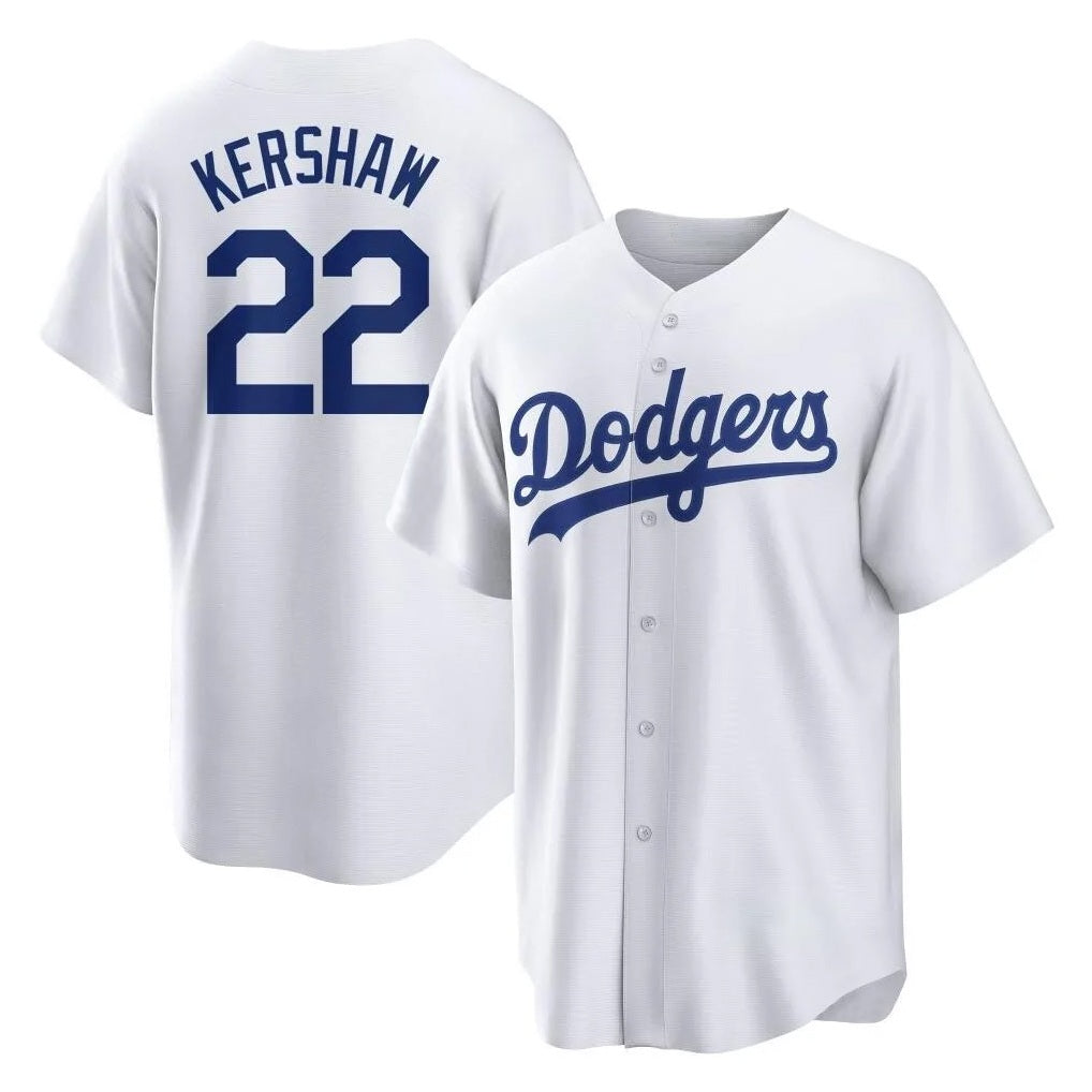 Los Angeles Dodgers #22 Clayton Kershaw Player White HOLBERT Game Home Stitched Jerseys