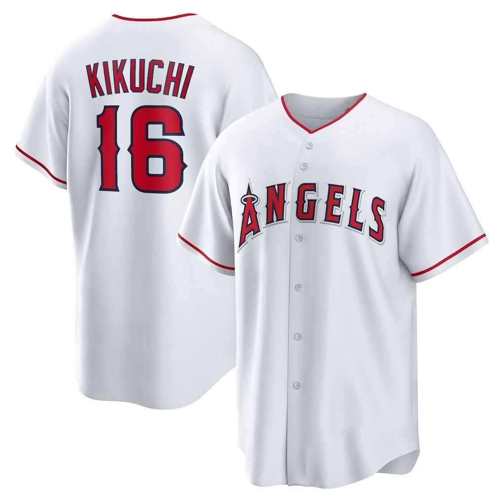 Los Angeles Angels #16 Yusei Kikuchi White HOLBERT Home Replica Jersey