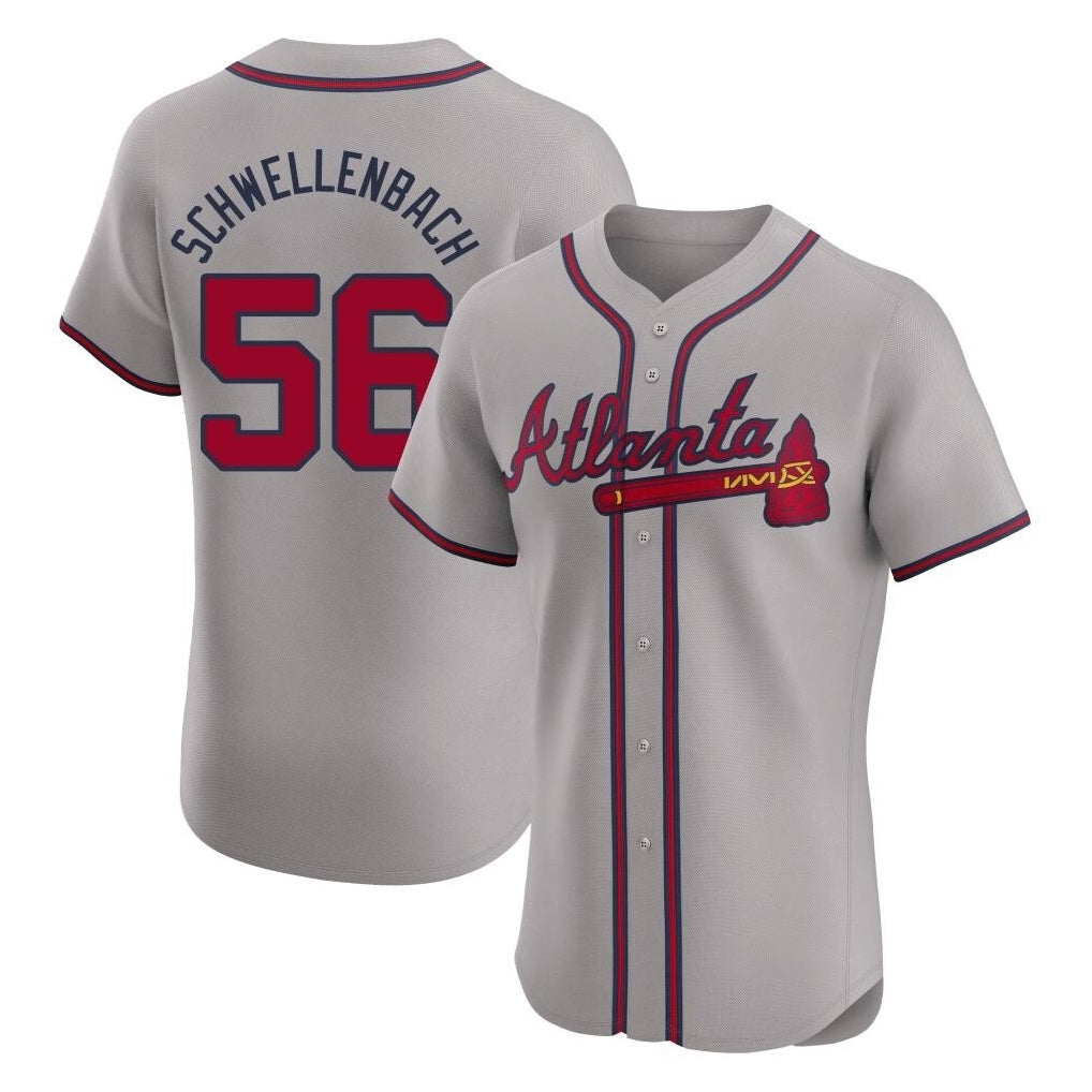 Atlanta Braves #56 Spencer Schwellenbach Player Gray HOLBERT Limited Elite Home Game Stitched Jerseys