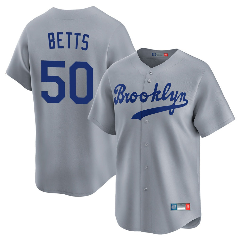 Los Angeles Dodgers #50 Mookie Betts Player Gray HOLBERT Game Limited Home Stitched Jerseys