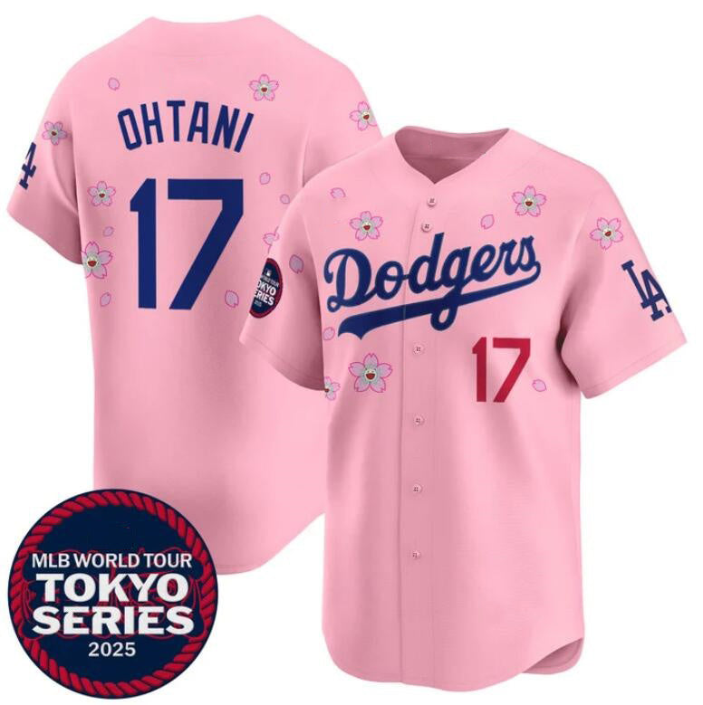 Los Angeles Dodgers #17 Shohei Ohtani Pink HOLBERT 2025 Tokyo Series Limited Stitched Jersey