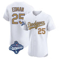 Los Angeles Dodgers #25 Tommy Edman Player White Gold HOLBERT World Series Meet Limited Elite Home Stitched Jerseys