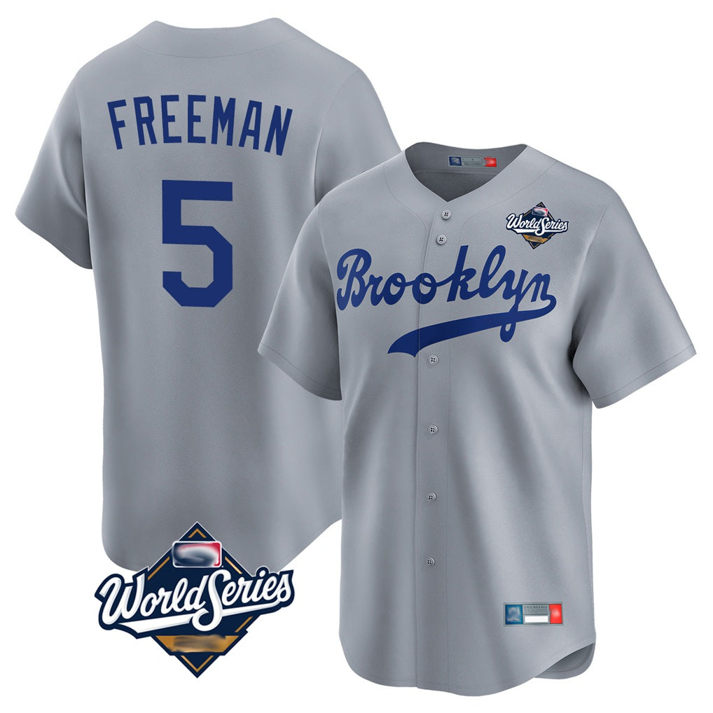 Los Angeles Dodgers #5 Freddie Freeman Player Gray HOLBERT World Series Game Limited Home Stitched Jerseys
