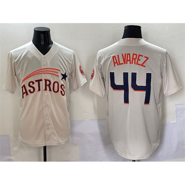 Houston Astros #44 Yordan Alvarez Cream HOLBERT Throwback Cooperstown Collection Limited Stitched Jersey