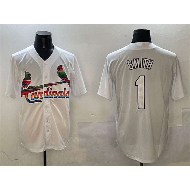 St. Louis Cardinals #1 Ozzie Smith White HOLBERT Cool Base Stitched Jersey