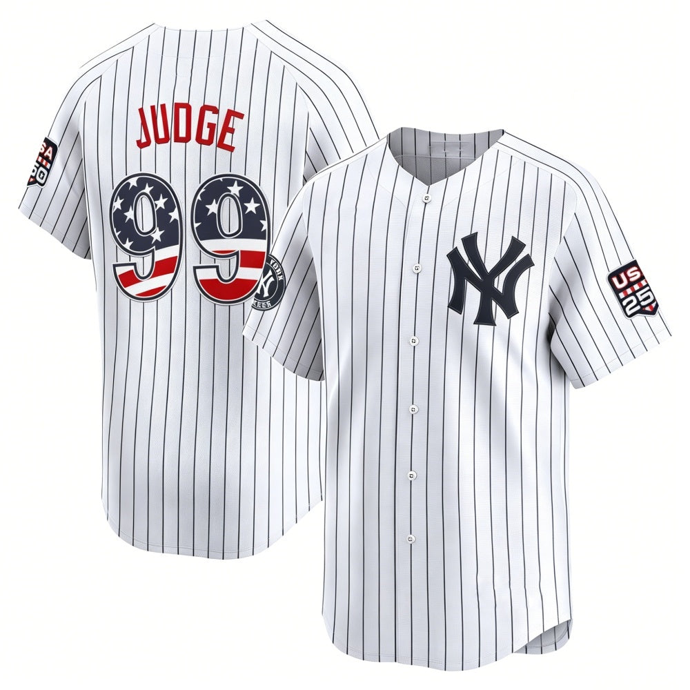 New York Yankees #99 Aaron Judge White HOLBERT USA 250 Fourth of July Limited Stitched Jersey