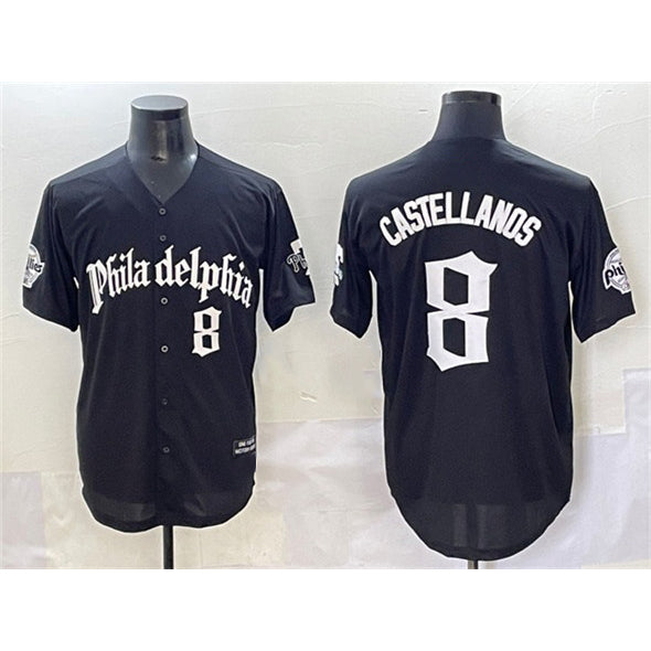 Philadelphia Phillies #8 Nick Castellanos Black HOLBERT Gothic Vapor Limited Stitched Jersey