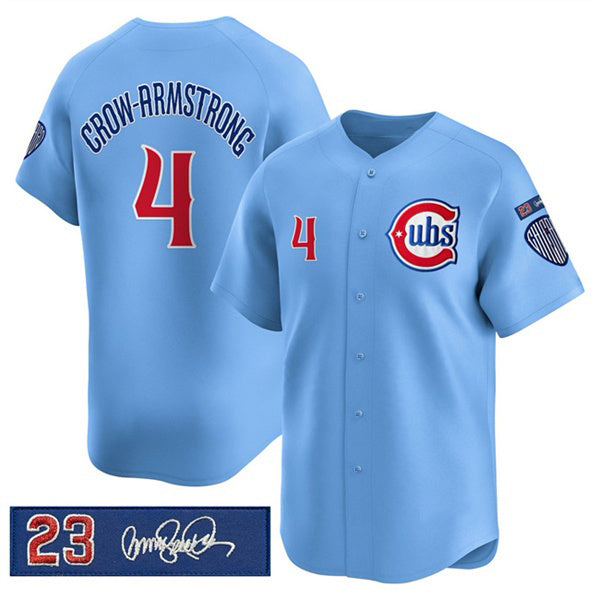 Chicago Cubs #4 Pete Crow-Armstrong Blue HOLBERT 'Ryne Sandberg Tribute' Vapor Limited V3 Stitched Jersey