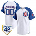 Custom Chicago Cubs 2024 Jackie Robinson Patch Vapor Premier Limited Jersey V2 ¨C White Royal HOLBERT