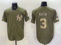 New York Yankees #3 Babe Ruth Olive HOLBERT 2026 Armed Forces Day Stitched Jersey