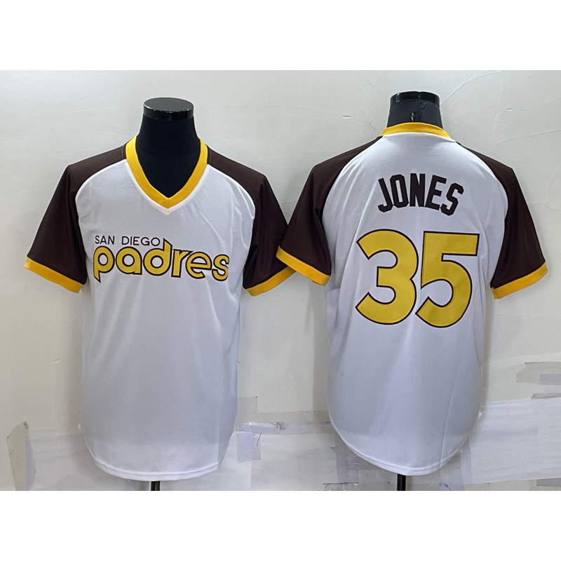 San Diego Padres #35 Randy Jones White HOLBERT Stitched Cooperstown Cool Base Jersey