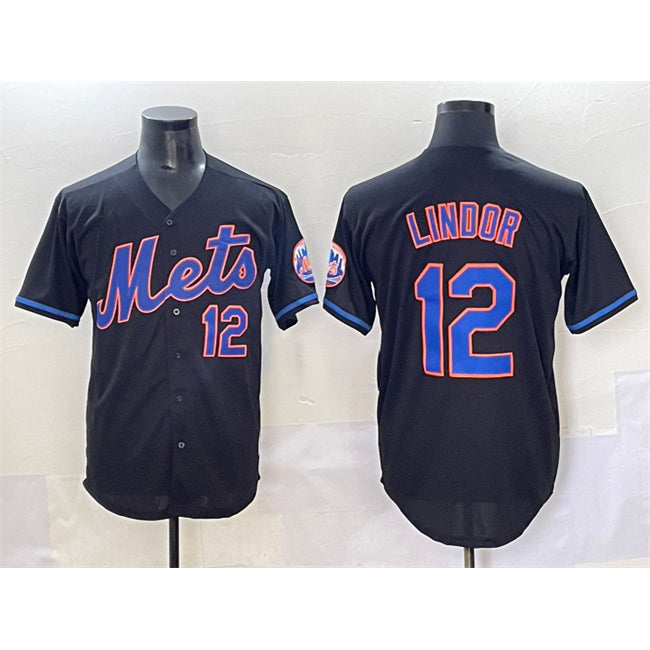 New York Mets #12 Francisco Lindor Black HOLBERT Alternate Limited Stitched Jersey