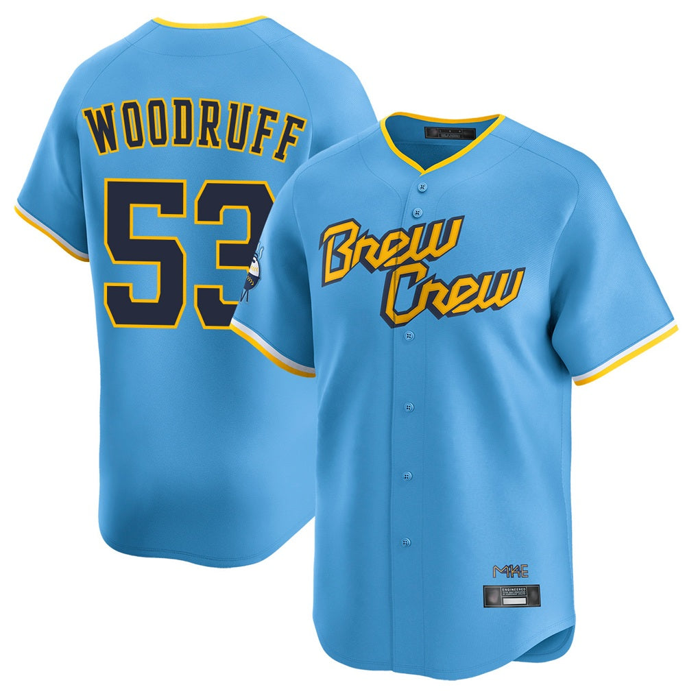 Milwaukee Brewers #53 Brandon Woodruff Player Light Blue HOLBERT City Connect Home Limited Stitched Jerseys