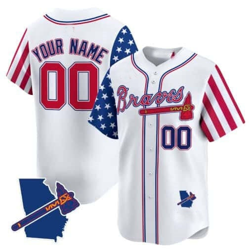 Custom Atlanta Braves White HOLBERT 2024 Independence Day Vapor Premier Limited Jersey V2 ¨C All Stitched