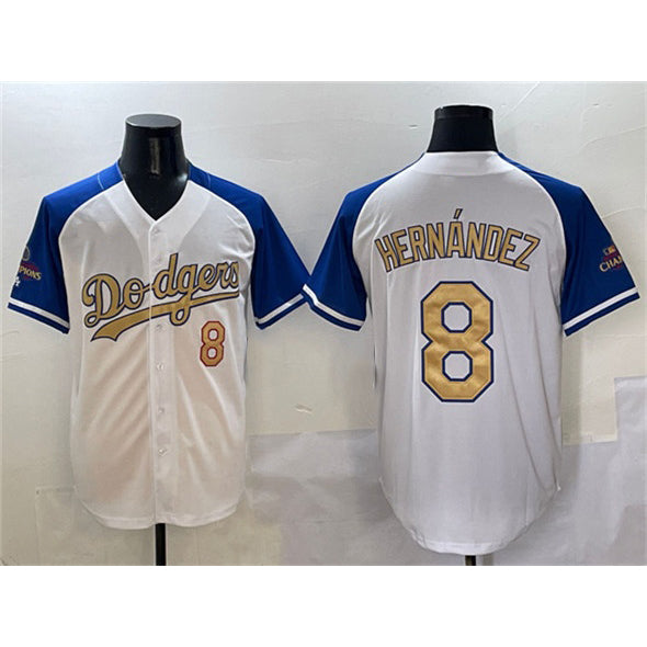 Los Angeles Dodgers #8 Enrique Hernandez White Royal Gold HOLBERT 2024 World Series Champions Vapor Limited Stitched Jersey