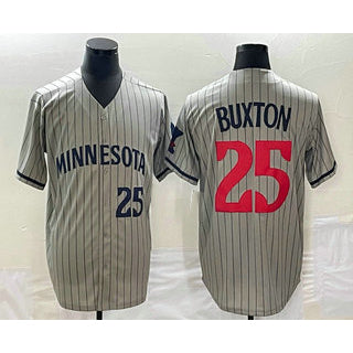 Minnesota Twins #25 Byron Buxton Number 2023 Grey HOLBERT Home Team Cool Base Stitched Jersey