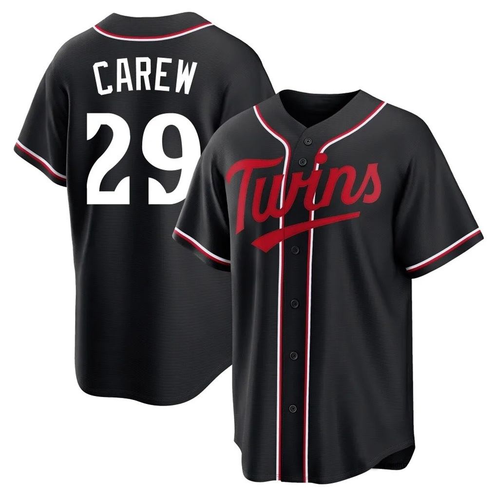 Minnesota Twins #29 Rod Carew Player Black HOLBERTFashion Out Home Limited Stitched Jerseys