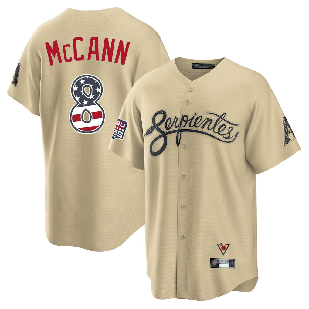 Arizona Diamondbacks #8 James McCann Player Tan HOLBERT USA 250 Fourth of July Home Game Stitched Jerseys