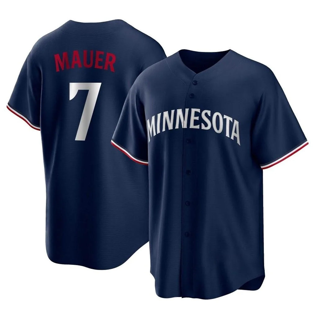 Minnesota Twins #7 Joe Mauer Player Navy HOLBERTReplica Alternate Home Stitched Jerseys