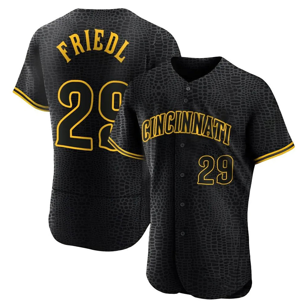 Cincinnati Reds #29 TJ Friedl Player Black HOLBERT Snake Skin City Limited Elite Home Stitched Jerseys