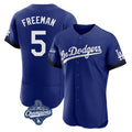 Los Angeles Dodgers #5 Freddie Freeman Player Royal HOLBERT World Series Meet City Connect Elite Home Stitched Jerseys