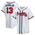 Atlanta Braves #13 Ronald Acuna Jr. White HOLBERT Home Replica Player Name Jersey